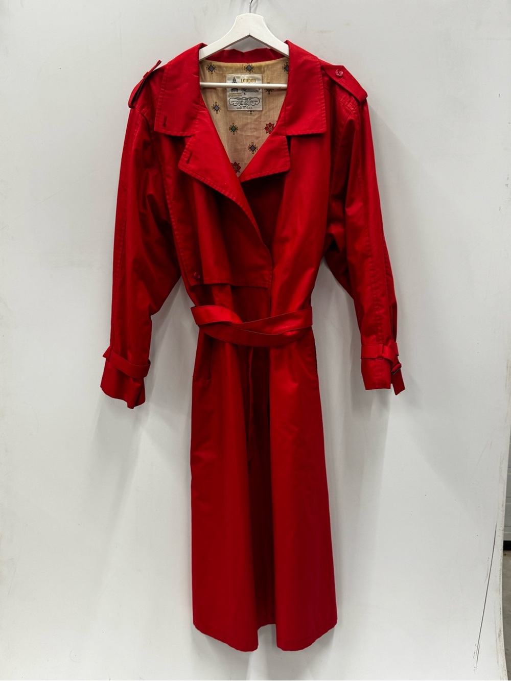 Vintage London Fog Classic Bright Red Trench Coat